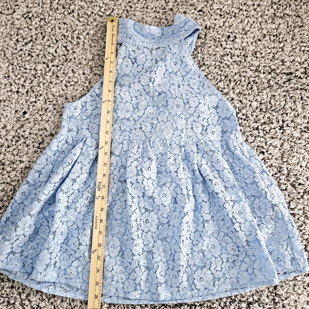 Zara Blue Lace Babydoll Blouse XS Bow Halter Sleeveless Lolita Coquette Top - Picture 10 of 10